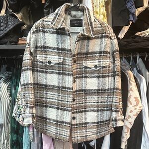 All Saints Women's Checkered Utility Jacket - Black, White, and Brown